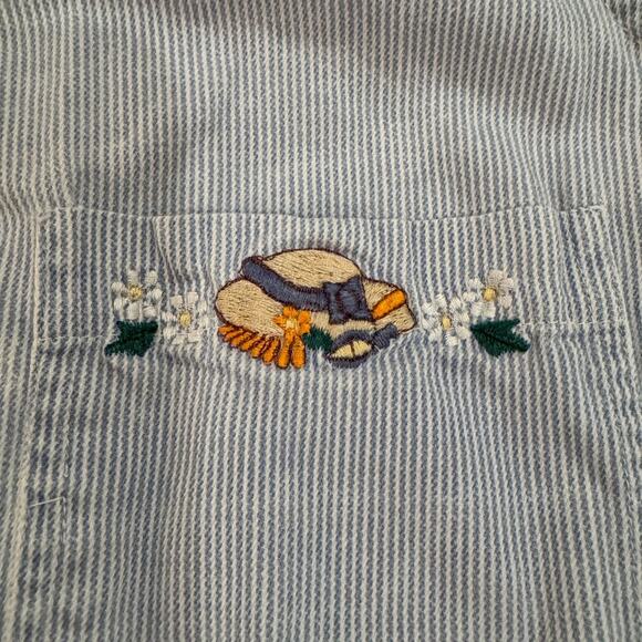 VTG Bill Blass Ladies Medium M Sleeveless Button Down Embroidered Garden Striped - Picture 7 of 9